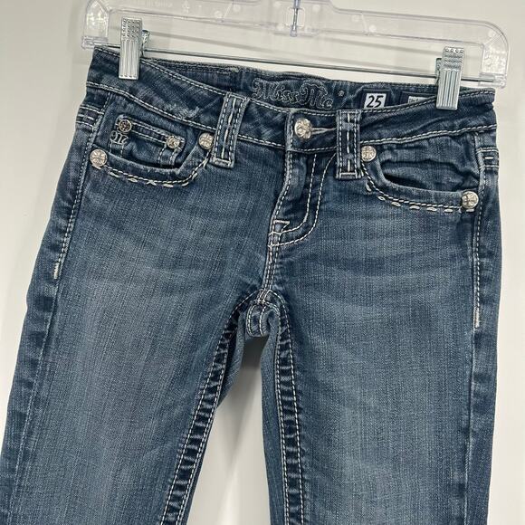 Vintage y2k Women's Low Rise Miss Me Blue Denim Bootcut Jeans Sz 25 JP4896EC-6R - Picture 3 of 8